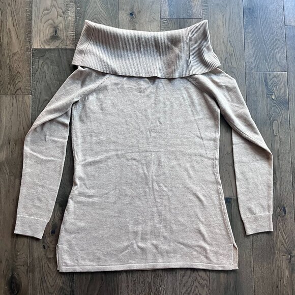 Calvin Klein Cowl Neck Sweater Tan Neutral Oversized Fit Size XS - Picture 3 of 5